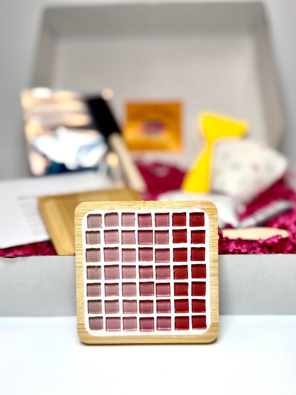 DIY Mosaic Tile Coaster Making Kit - Pink Ombré